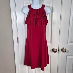 Red‎ sleeveless ruffle mini short dress womens 6 Enfocus Studios